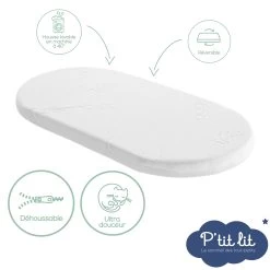 Matelas De Couffin Bambou Ecru De P'tit Lit -Bébés Produits Magasin 01063064 5