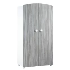 Hugo Armoire 2 Portes Gris / Blanc De Sauthon Baby's Sweet Home