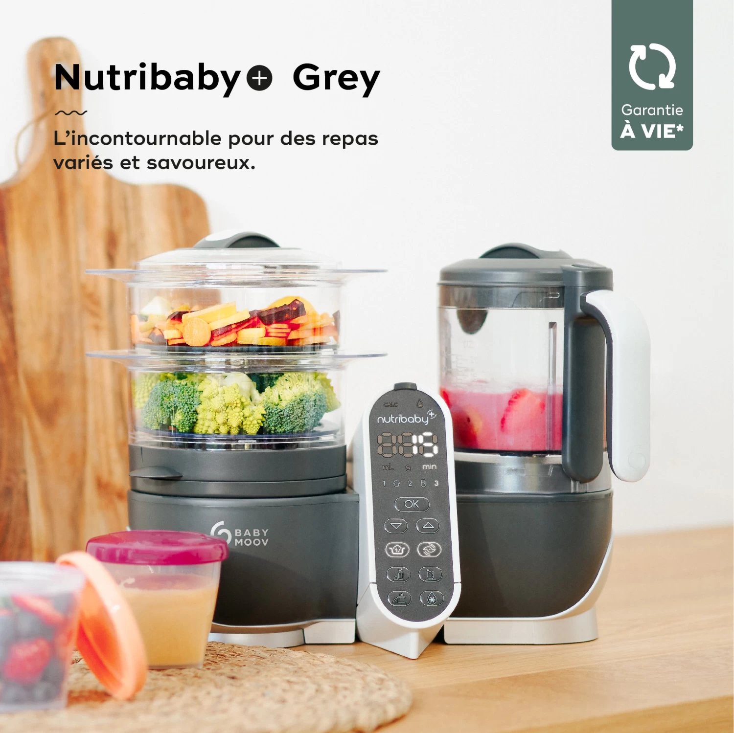 Nutribaby(+) Robot Multifonctions Bébé 6 En 1 Industrial Grey De Babymoov 2 Nutribaby(+) Robot Multifonctions Bébé 6 En 1 Industrial Grey De Babymoov – Image 2