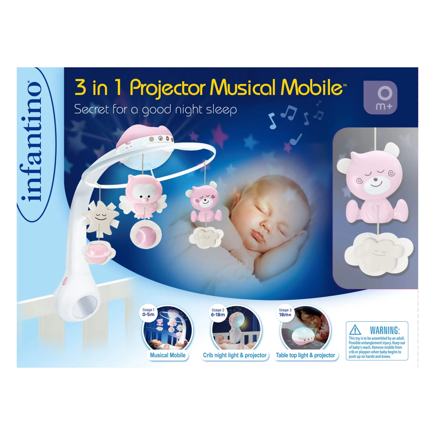 Mobile Douce Nuit 3 En 1 Rose De Infantino 2 Mobile Douce Nuit 3 En 1 Rose De Infantino – Image 2