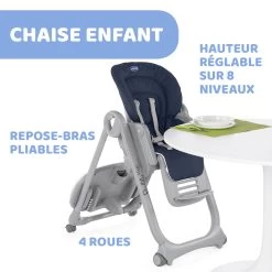 Chaise Haute Polly Magic Relax 4 Roues India Ink De Chicco -Bébés Produits Magasin 01107880 4
