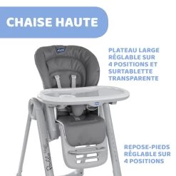 Chaise Haute Polly Magic Relax 4 Roues Graphite De Chicco -Bébés Produits Magasin 01107881 3