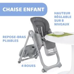 Chaise Haute Polly Magic Relax 4 Roues Graphite De Chicco -Bébés Produits Magasin 01107881 4