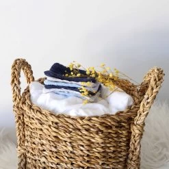 Lot De 6 Lingettes Lavable En Mousseline Blanc/bleu 10 X 10 Cm De Trois Kilos Sept -Bébés Produits Magasin 01146205 3