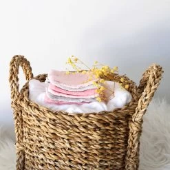 Lot De 6 Lingettes Lavable En Mousseline Blanc/rose 10 X 10 Cm De Trois Kilos Sept -Bébés Produits Magasin 01146206 3
