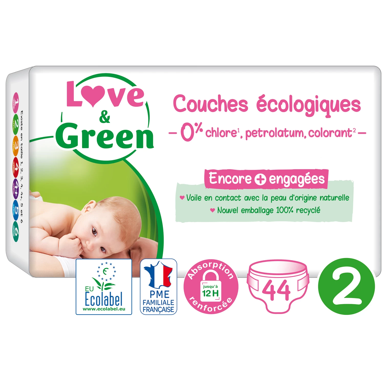 Couches écologiques Blanc T2 De Love & Green 1 Couches écologiques Blanc T2 De Love & Green