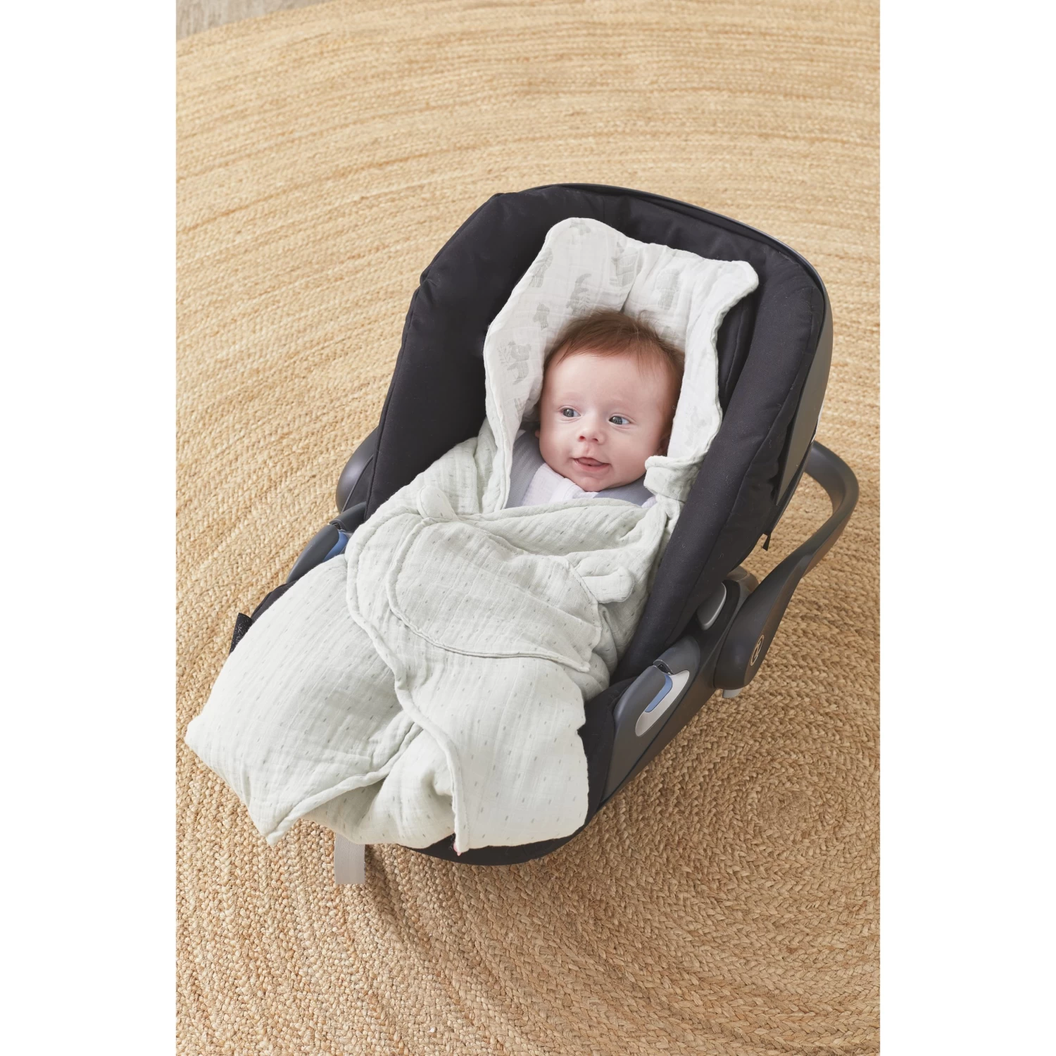 Mix & Match Couverture Promenade Mousseline Bio Safari Sauge De Noukies 2 Mix & Match Couverture Promenade Mousseline Bio Safari Sauge De Noukies – Image 2