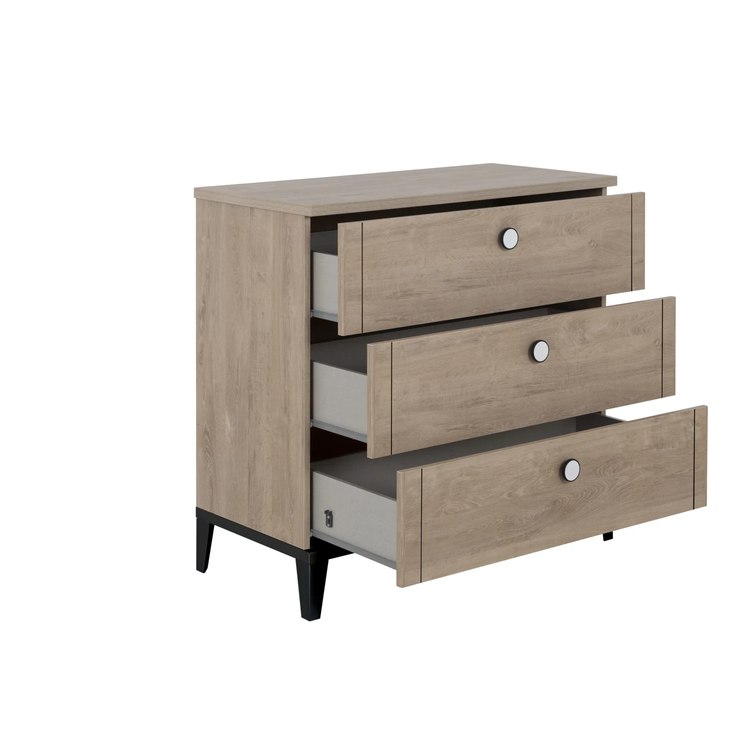 Marcel Commode 3 Tiroirs Chêne Blond/Noir De Galipette 2 Marcel Commode 3 Tiroirs Chêne Blond/Noir De Galipette – Image 2