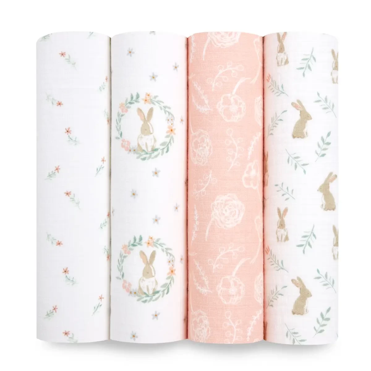 Lot De 4 Maxi-Langes Mousseline Blushing Bunnies De Aden + Anais Essentials 1 Lot De 4 Maxi-Langes Mousseline Blushing Bunnies De Aden + Anais Essentials