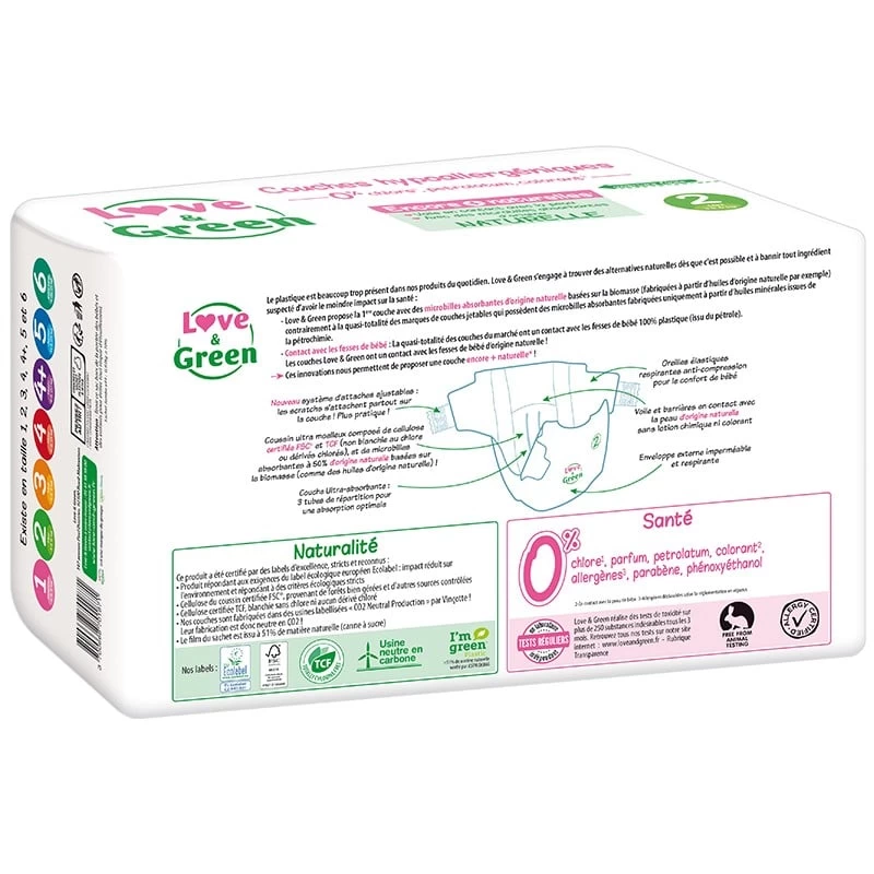 Couches écologiques Blanc T2 De Love & Green 3 Couches écologiques Blanc T2 De Love & Green – Image 3