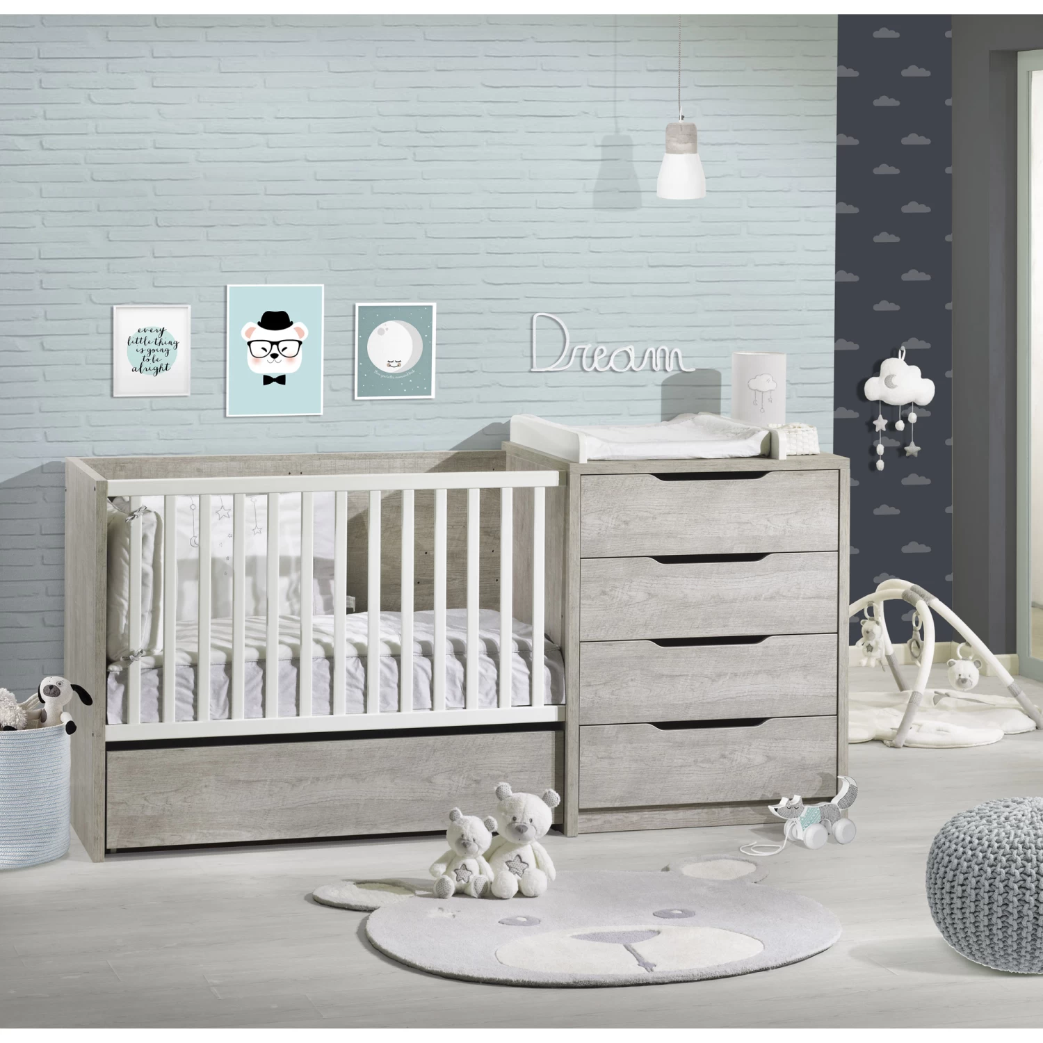 Loft Tiroir De Lit Combiné évolutif Sur Roulettes Gris De Sauthon Baby's Sweet Home 2 Loft Tiroir De Lit Combiné évolutif Sur Roulettes Gris De Sauthon Baby's Sweet Home – Image 2